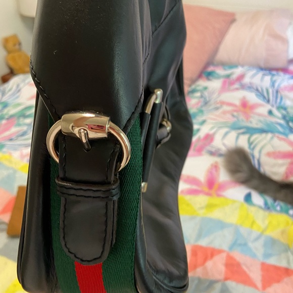 Gucci Horsebit Hobo Bag Black Leather and Gucci Web detail - Picture 4 of 16